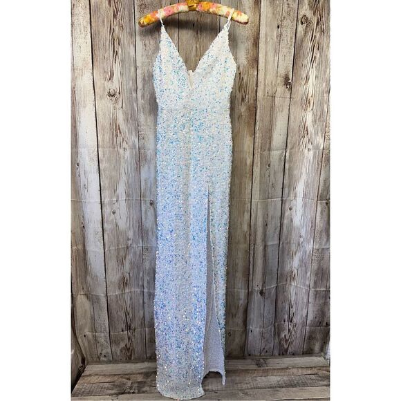 Lucy In The Sky Whitney Sequin Maxi Colorful Bridal Prom Dress | Size Medium - Picture 2 of 10